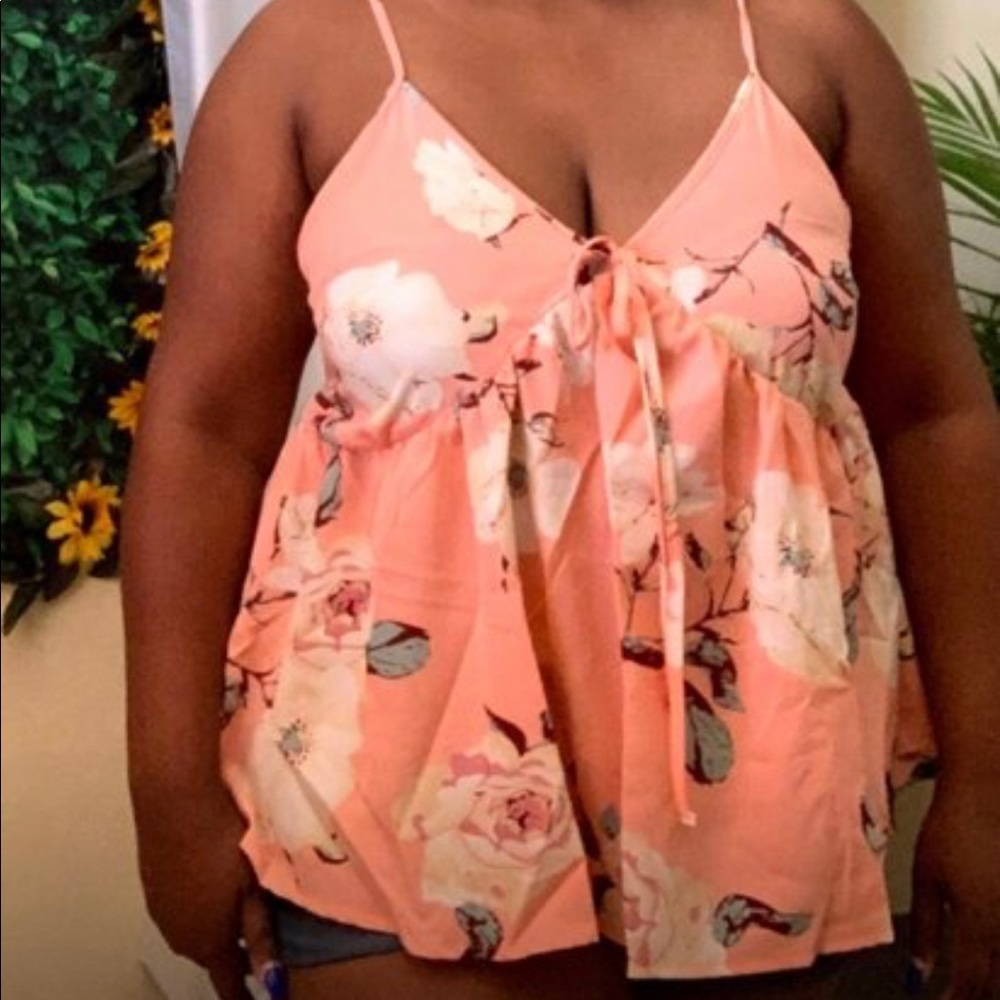❣️Peach Floral A Line Tank Blouse - Picture 10 of 12